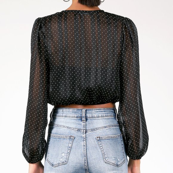 Polka Dot Tie Front Top - Picture 5 of 11